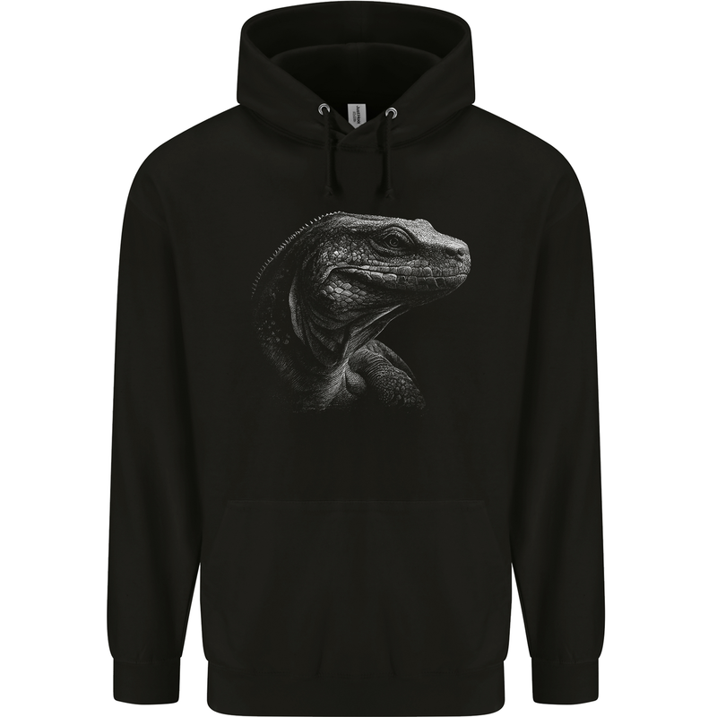 A Komodo Dragon Mens 80% Cotton Hoodie Black