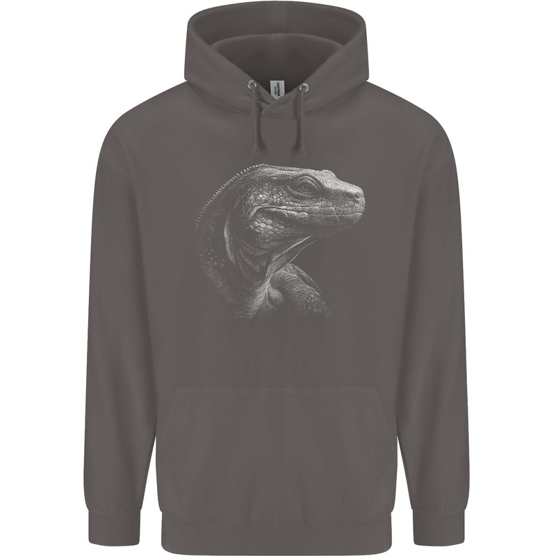 A Komodo Dragon Mens 80% Cotton Hoodie Charcoal