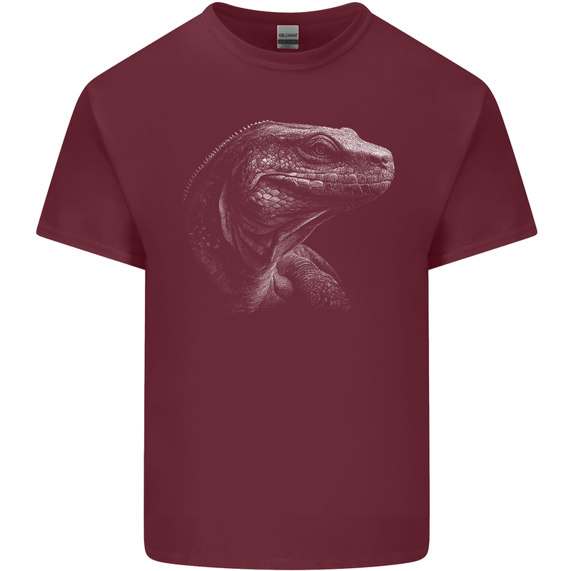 A Komodo Dragon Mens Cotton T-Shirt Tee Top Maroon