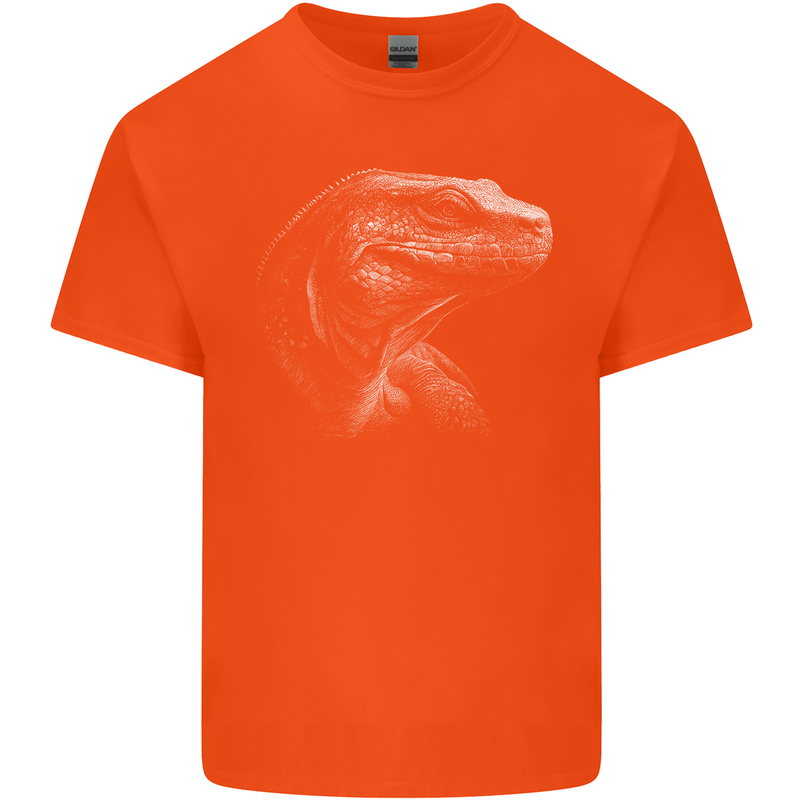 A Komodo Dragon Mens Cotton T-Shirt Tee Top Orange