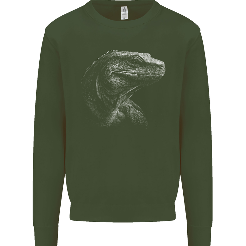 A Komodo Dragon Mens Sweatshirt Jumper Forest Green