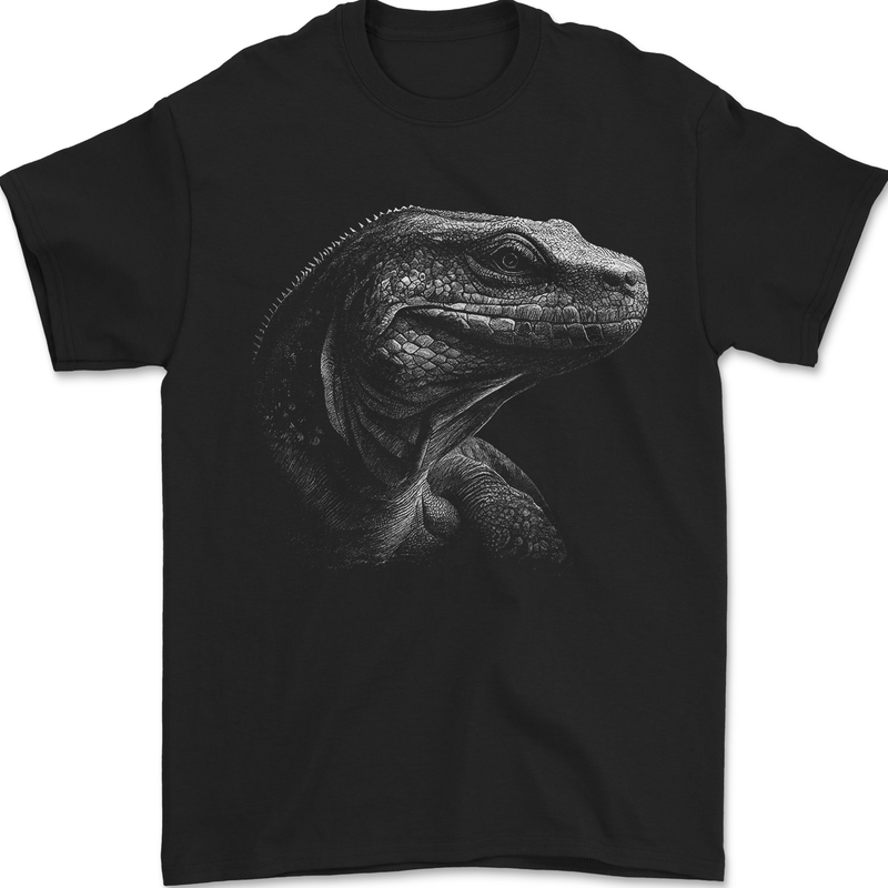 A Komodo Dragon Mens T-Shirt 100% Cotton Black