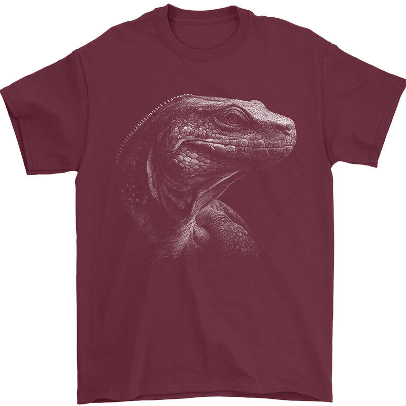 A Komodo Dragon Mens T-Shirt 100% Cotton Maroon