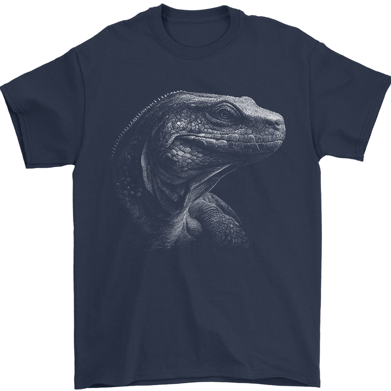 A Komodo Dragon Mens T-Shirt 100% Cotton Navy Blue