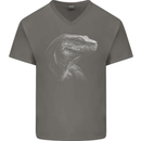 A Komodo Dragon Mens V-Neck Cotton T-Shirt Charcoal