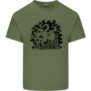 A Kraken in the Waves Mens Cotton T-Shirt Tee Top Military Green
