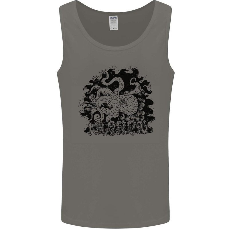 A Kraken in the Waves Mens Vest Tank Top Charcoal