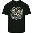 A Linocut Fox Kids T-Shirt Childrens Black