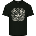 A Linocut Fox Mens Cotton T-Shirt Tee Top Black
