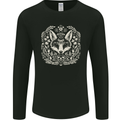 A Linocut Fox Mens Long Sleeve T-Shirt Black
