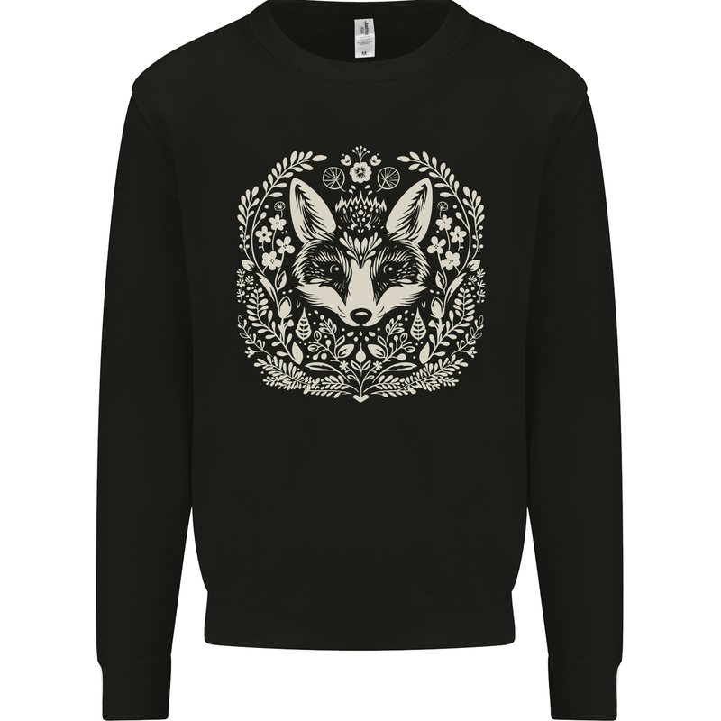 A Linocut Fox Mens Sweatshirt Jumper Black