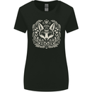 A Linocut Fox Womens Wider Cut T-Shirt Black