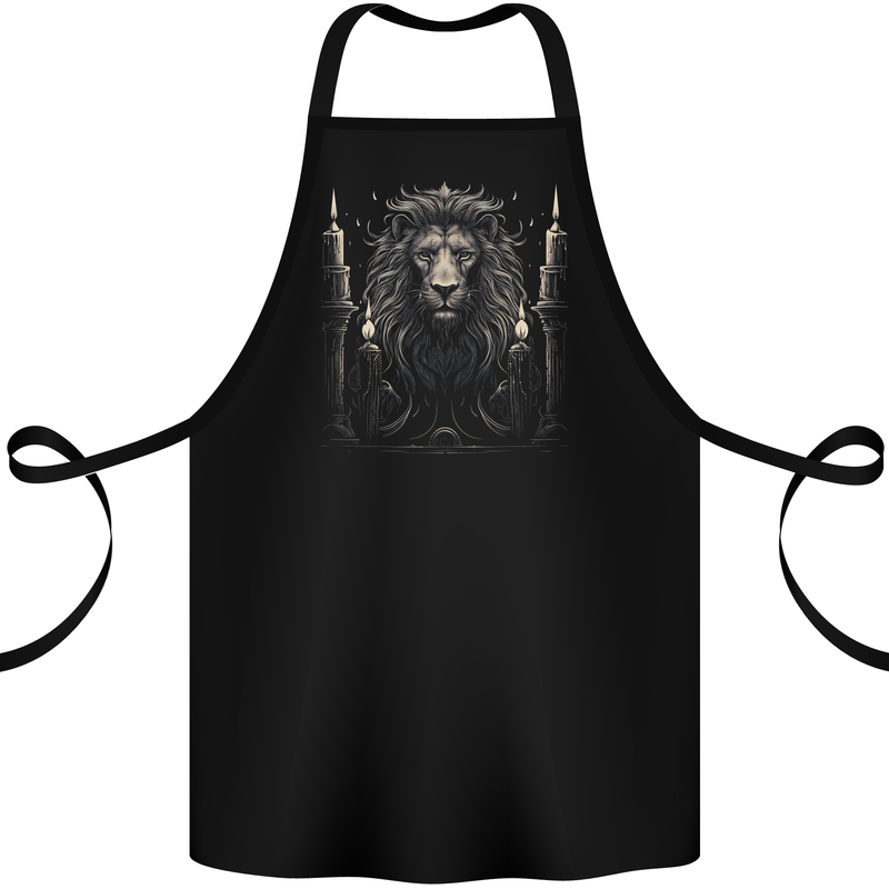 A Lion With Candles Cotton Apron 100% Organic Black