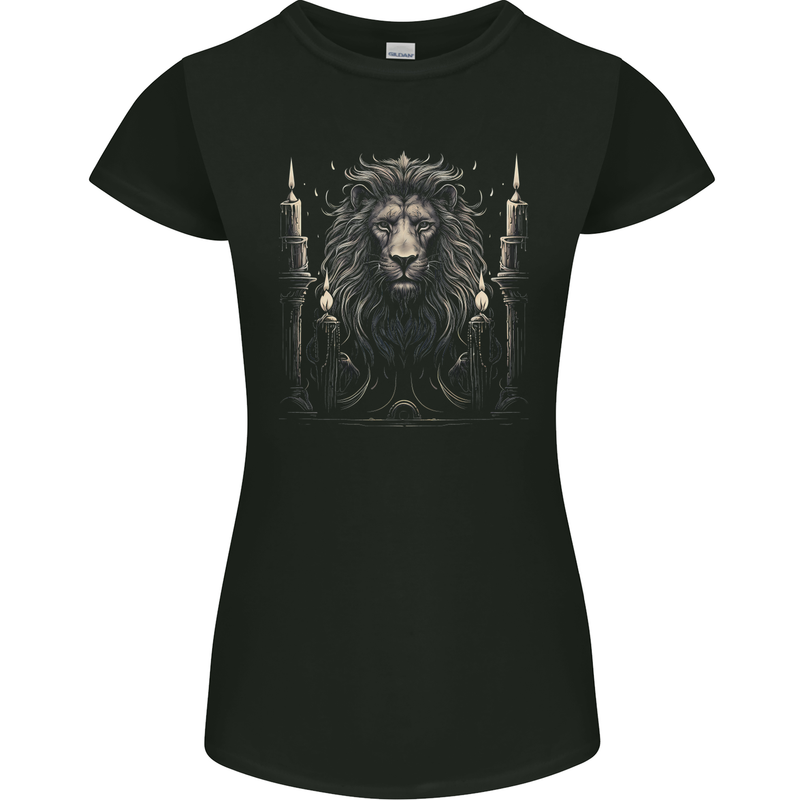 A Lion With Candles Womens Petite Cut T-Shirt Black