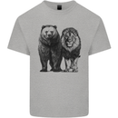 A Lion and a Grizzly Bear Mens Cotton T-Shirt Tee Top Sports Grey