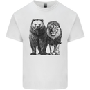 A Lion and a Grizzly Bear Mens Cotton T-Shirt Tee Top White