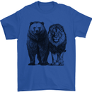 A Lion and a Grizzly Bear Mens T-Shirt 100% Cotton Royal Blue