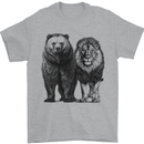 A Lion and a Grizzly Bear Mens T-Shirt 100% Cotton Sports Grey