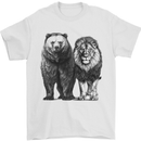 A Lion and a Grizzly Bear Mens T-Shirt 100% Cotton White