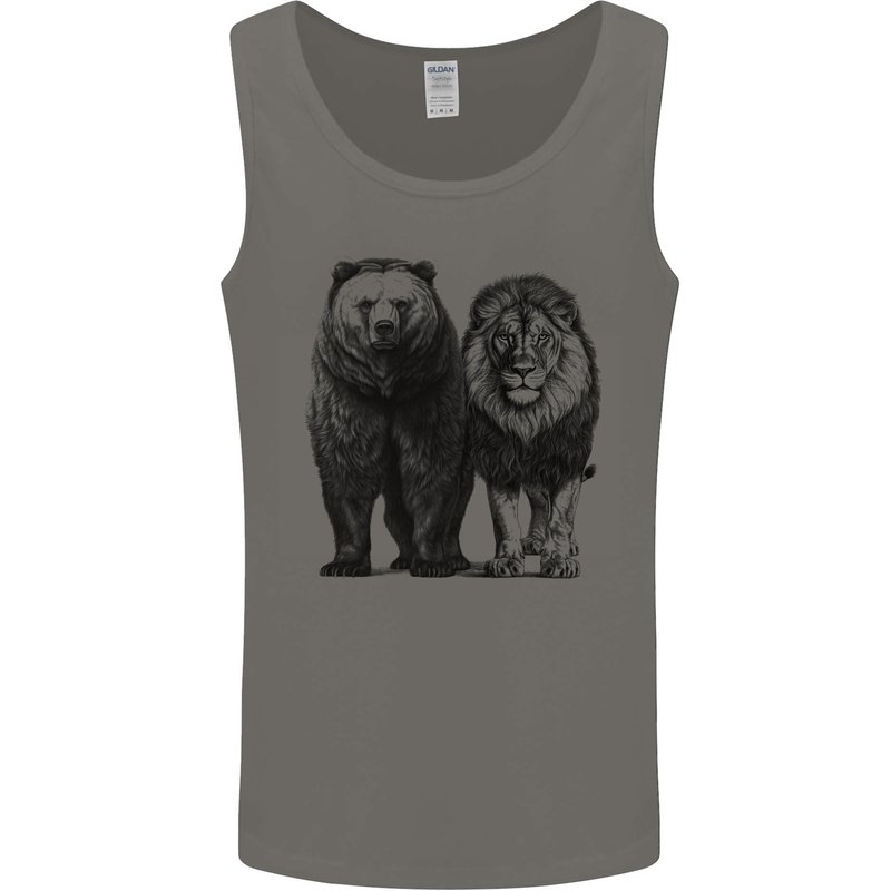 A Lion and a Grizzly Bear Mens Vest Tank Top Charcoal