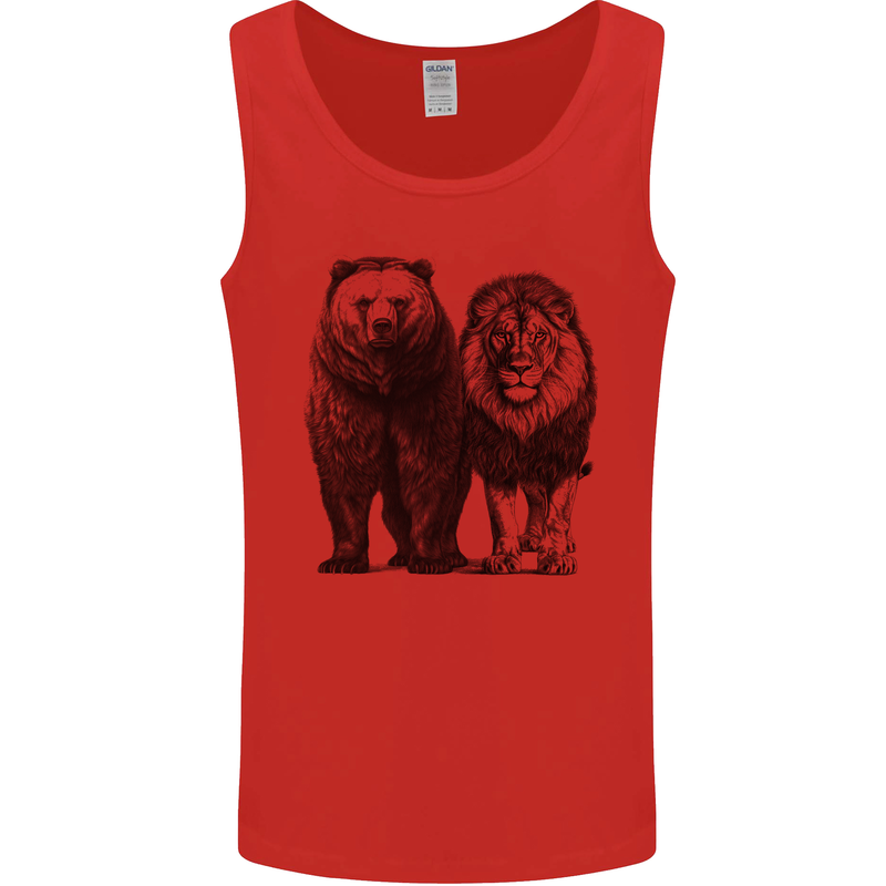 A Lion and a Grizzly Bear Mens Vest Tank Top Red