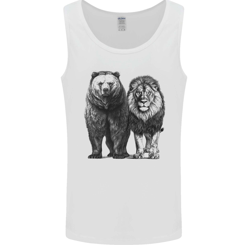 A Lion and a Grizzly Bear Mens Vest Tank Top White