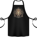 A Lions Head on a Timepiece Shield Cotton Apron 100% Organic Black