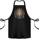 A Lions Head on a Timepiece Shield Cotton Apron 100% Organic Black