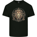 A Lions Head on a Timepiece Shield Kids T-Shirt Childrens Black