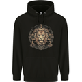 A Lions Head on a Timepiece Shield Mens 80% Cotton Hoodie Black