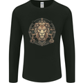 A Lions Head on a Timepiece Shield Mens Long Sleeve T-Shirt Black