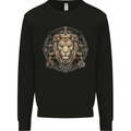 A Lions Head on a Timepiece Shield Mens Sweatshirt Jumper Black