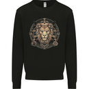 A Lions Head on a Timepiece Shield Mens Sweatshirt Jumper Black