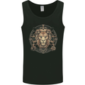 A Lions Head on a Timepiece Shield Mens Vest Tank Top Black
