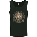 A Lions Head on a Timepiece Shield Mens Vest Tank Top Black