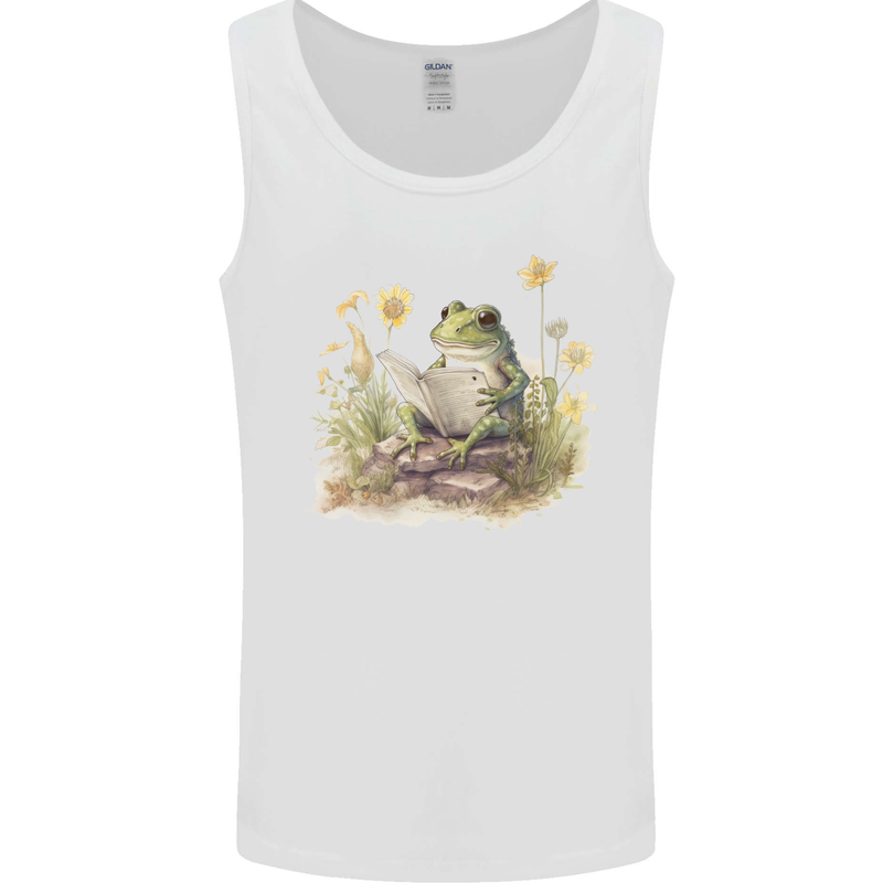 A Literary Frog Reading a Book Mens Vest Tank Top White