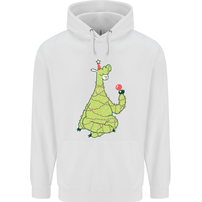 A Llama Wearing a Christmas Hat Xmas Childrens Kids Hoodie White