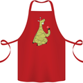 A Llama Wearing a Christmas Hat Xmas Cotton Apron 100% Organic Red