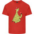 A Llama Wearing a Christmas Hat Xmas Kids T-Shirt Childrens Red