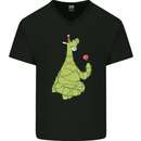 A Llama Wearing a Christmas Hat Xmas Mens V-Neck Cotton T-Shirt Black