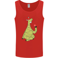 A Llama Wearing a Christmas Hat Xmas Mens Vest Tank Top Red