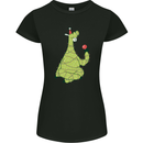 A Llama Wearing a Christmas Hat Xmas Womens Petite Cut T-Shirt Black