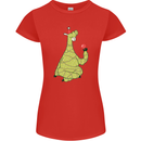 A Llama Wearing a Christmas Hat Xmas Womens Petite Cut T-Shirt Red