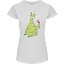 A Llama Wearing a Christmas Hat Xmas Womens Petite Cut T-Shirt White