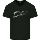 A Lone Scuba Diver Diving Mens V-Neck Cotton T-Shirt Black