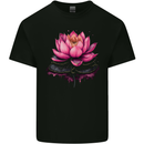 A Lotus Flower Gothic Goth Mens Cotton T-Shirt Tee Top Black