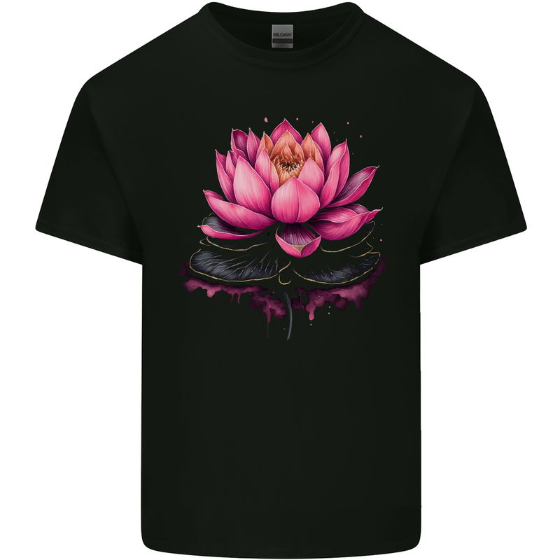 A Lotus Flower Gothic Goth Mens Cotton T-Shirt Tee Top Black