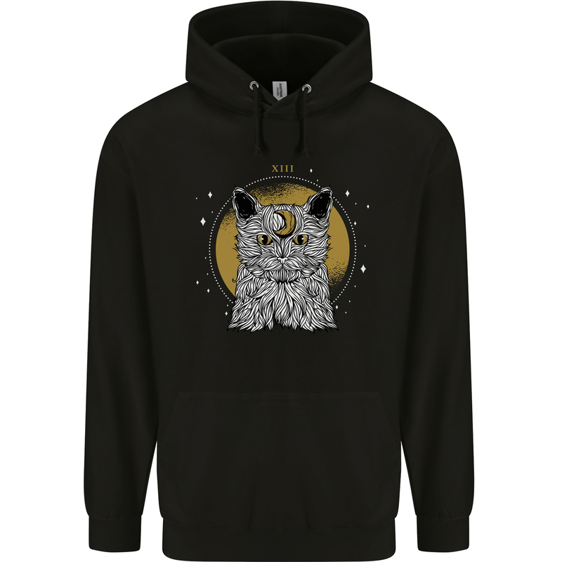 A Lunar Cat Moon Childrens Kids Hoodie Black