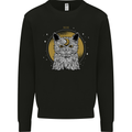 A Lunar Cat Moon Mens Sweatshirt Jumper Black