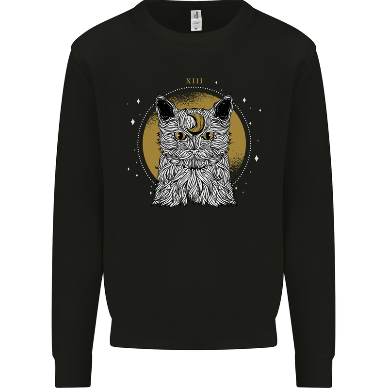 A Lunar Cat Moon Mens Sweatshirt Jumper Black